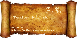 Pfendler Nándor névjegykártya